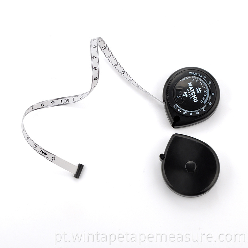 Nova fita métrica de plástico preto IMC saúde calculadora roda bmi calculadora para perder peso e gordura